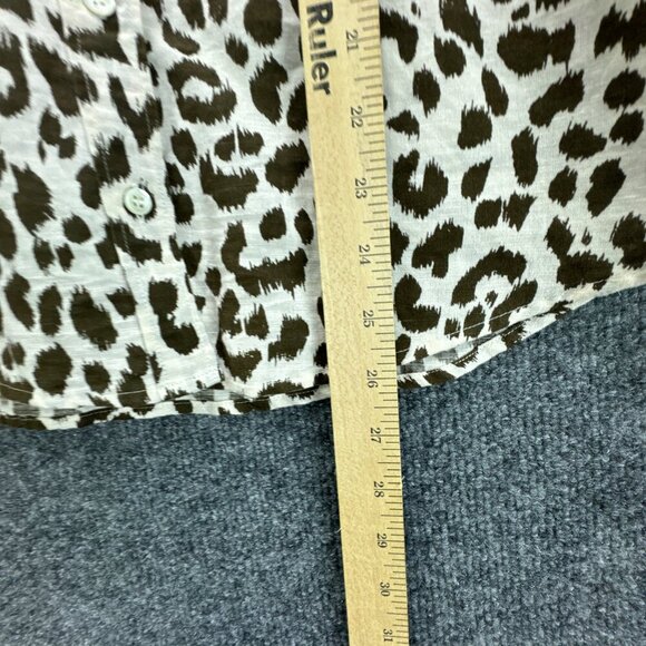 J Crew Shirt Womens 10 Brown Button Up Linen Blend Long Sleeve Breathable - Picture 8 of 15